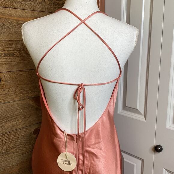 Camila Coelho Revolve Arnoldo Midi Dress Rose Halter Neck Sleeveless Size M NWT - Picture 7 of 10